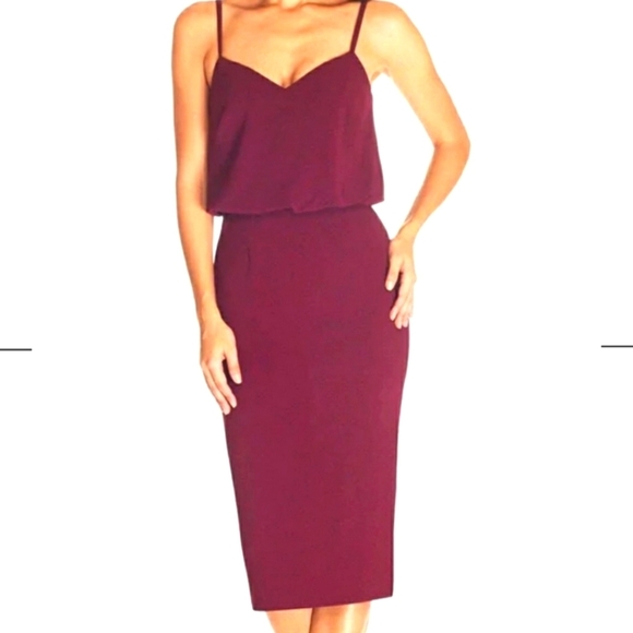 Dress The Population Alondra Dress in Burgundy Size L - Picture 1 of 11